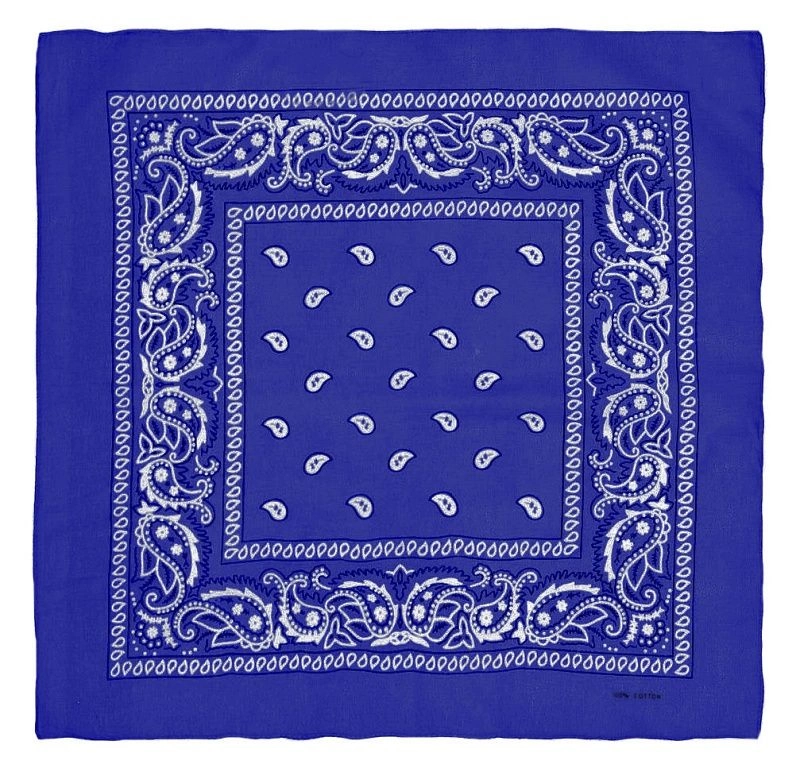 Chabrowa Bandana, Bandamka Męska -Pako Jeans- 100% Bawełna, Niebieska, Wzór Paisley