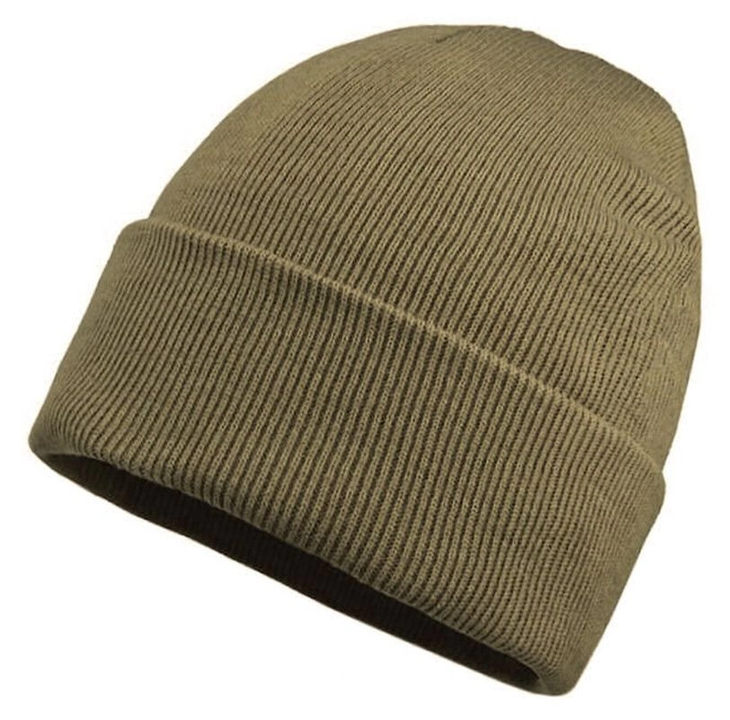 Ciemna Beżowa Zimowa Męska Czapka -EM Men's Accessories- Beanie, Sepia, Camel