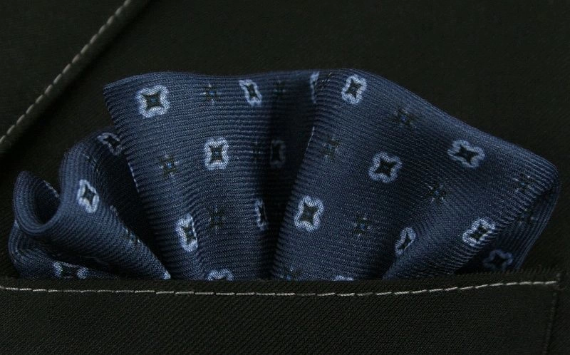 Ciemna Granatowa Męska Poszetka -EM Men's Accessories- w Figury Geometryczne