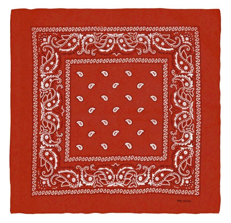 Ciemna Pomarańczowa Bandana, Bandamka Męska -Pako Jeans- 100% Bawełna, Wzór Paisley