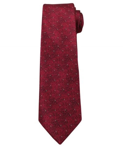 Ciemnoczerwony Elegancki Krawat -Angelo di Monti- 7 cm, Męski, Bordowy Melanż, w Szare Gwiazdki