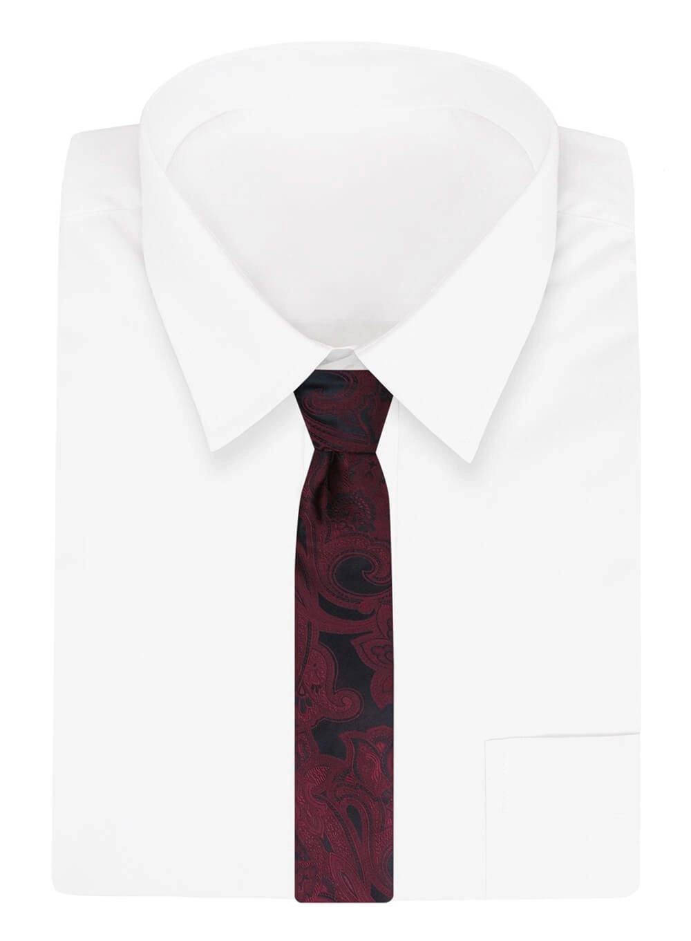 Ciemnoczerwony Krawat Męski w Kwiaty, Klasyczny, Szeroki 8 cm, Elegancki -CHATTIER