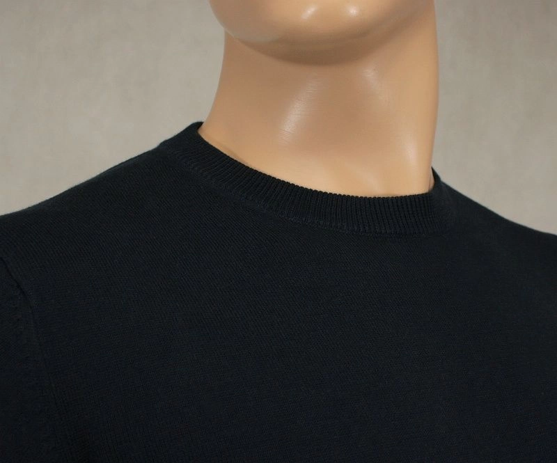Sweter Granatowy Elegancki  Bawełniany (U-neck) - Klasyczny, Męski