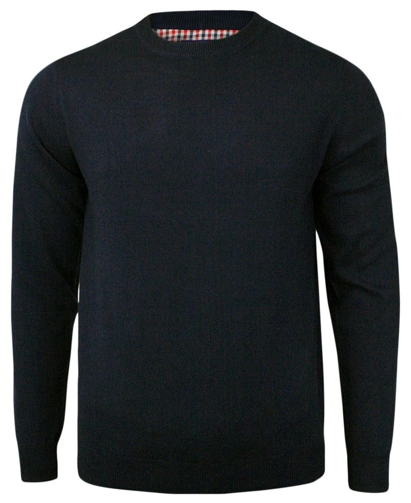 Sweter Granatowy Elegancki  Bawełniany (U-neck) - Klasyczny, Męski