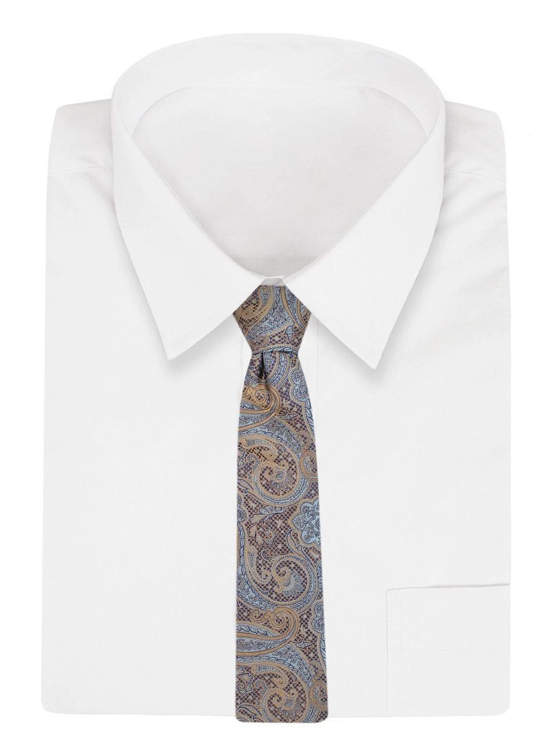 Ciemnozłoty Krawat w Orientalny Wzór - Chattier