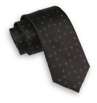 Ciemny Brązowy Elegancki Krawat -Angelo di Monti- 6 cm, Męski, w Figury Geometryczne
