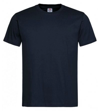 Ciemny Granatowy Bawełniany T-Shirt Męski Bez Nadruku STEDMAN Koszulka, Krótki Rękaw, Basic, U-neck
