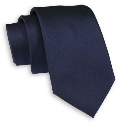 Ciemny Granatowy Elegancki Krawat -Chattier- 7cm, Męski, Gładki, Jednokolorowy