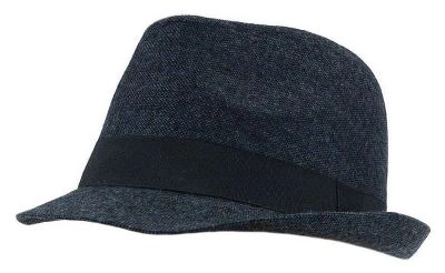 Ciemny Granatowy Jesienno-Zimowy Męski Kapelusz w Stylu Trilby -Pako Jeans, Melanż