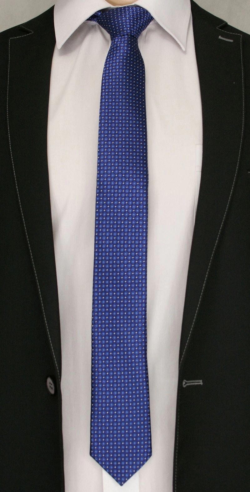 Ciemny Niebieski Elegancki Krawat -Angelo di Monti- 6 cm, Męski, Wzór Geometryczny