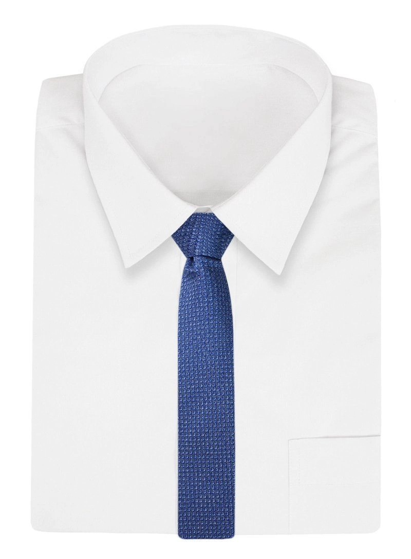 Ciemny Niebieski Elegancki Męski Krawat -ALTIES- 7cm, Stylowy, Klasyczny, w Drobny Wzór