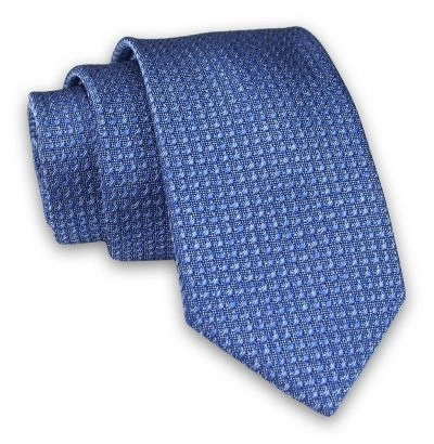Ciemny Niebieski Elegancki Męski Krawat -ALTIES- 7cm, Stylowy, Klasyczny, w Drobny Wzór
