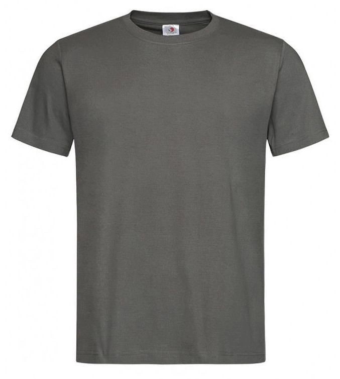 Ciemny Szary Bawełniany T-Shirt Męski Bez Nadruku -STEDMAN- Koszulka, Krótki Rękaw, Basic, U-neck
