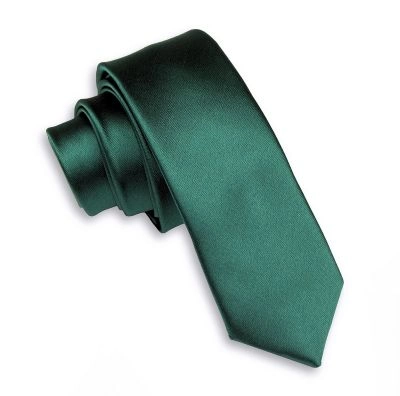 Ciemny Zielony Stylowy Krawat (Śledź) Męski -ALTIES- 5 cm, Wąski, Gładki, Butelkowa Zieleń