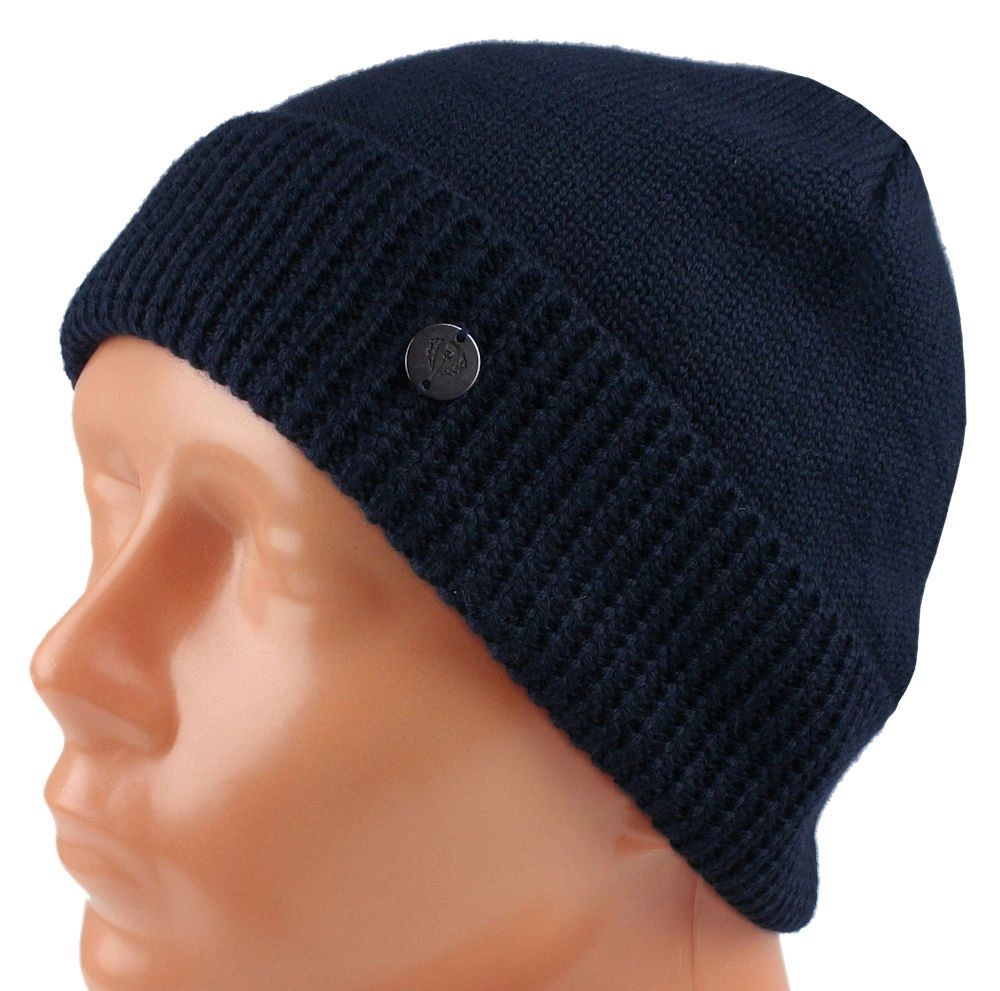 Ciepła, Wełnina Czapka (Beanie) - V. Fraas - Granatowa