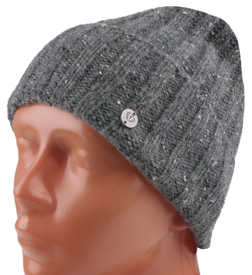 Ciepła, Wełnina Czapka (Beanie) - V. Fraas - Popiel, Melanż