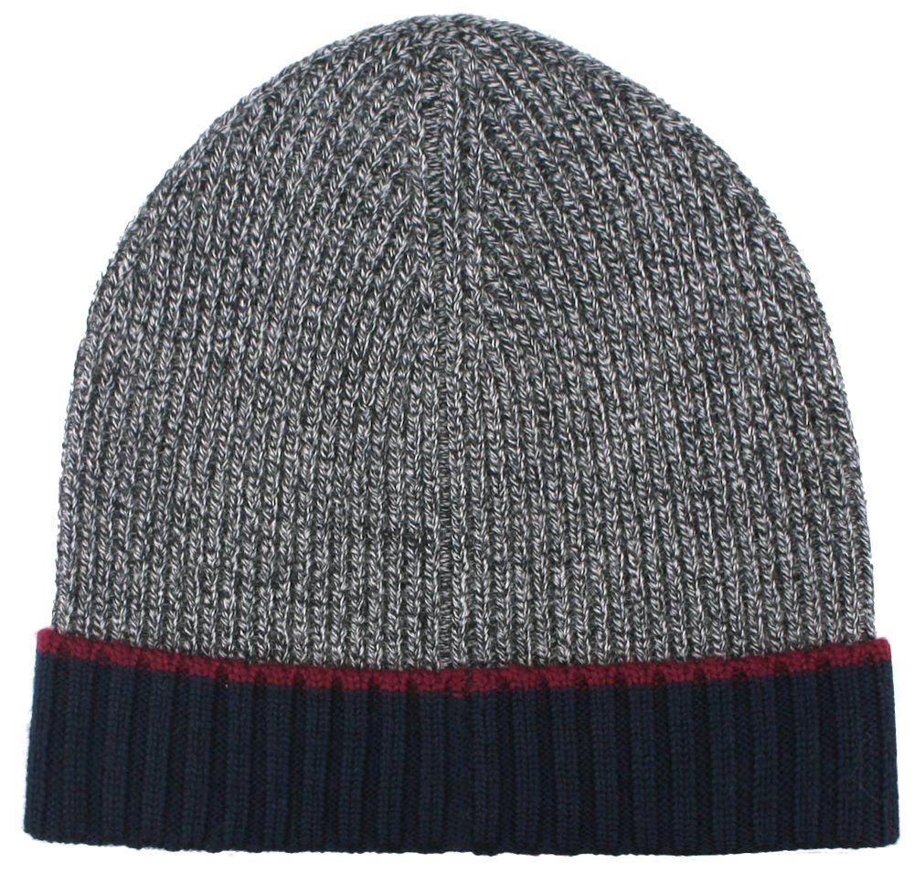 Ciepła, Wełnina Czapka (Beanie) - V. Fraas - Szary Melanż i Granat