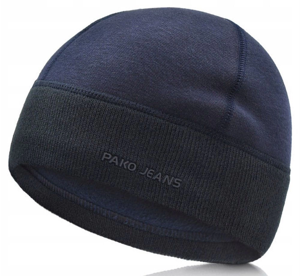 Ciepła, Zimowa Czapka - Podszyta Polarem - Pako Jeans - Granatowa
