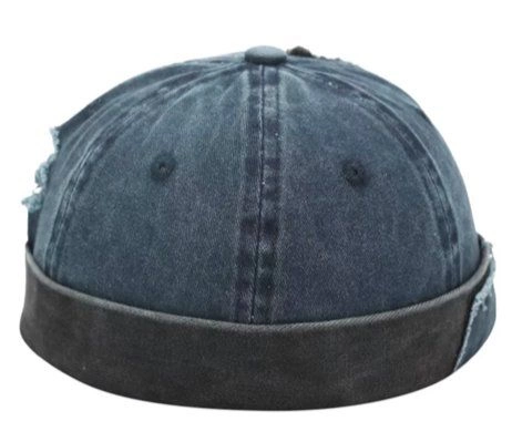 Czapka Dokerka, Niebieska, Retro - Vintage Wiosenno-Letnia, z Regulacją Rozmiaru, Bawełniana