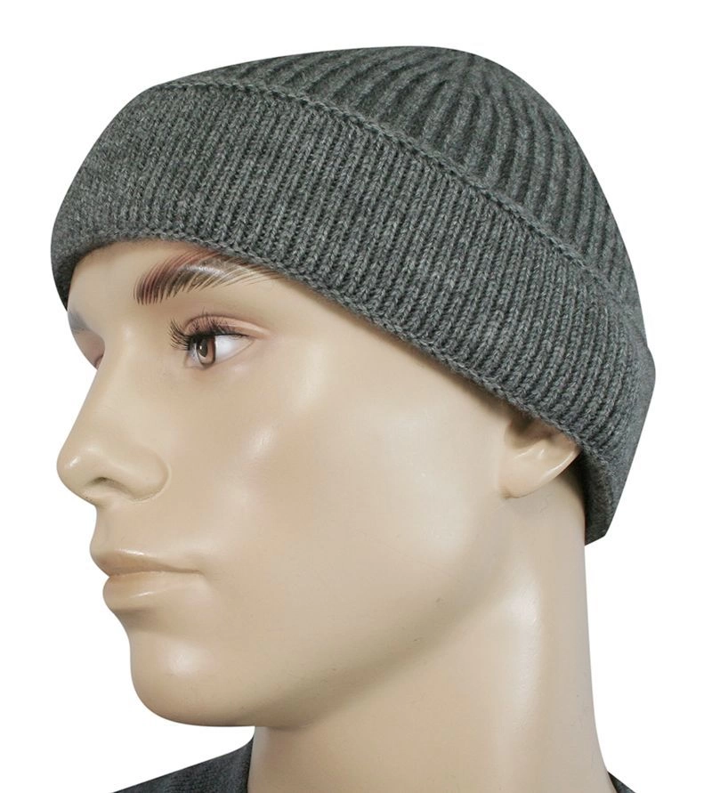 Czapka Męska, Szara Beanie, Jesienno-Zimowa, Prążkowana, Odwijana -PAKO JEANS