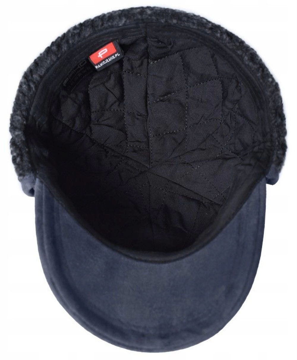 Czapka z Daszkiem (Ocieplana), Nauszniki - Pako Jeans- Ciemny Popiel