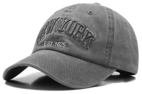 Czapka z Daszkiem, Szara, New York, Z Regulacją Rozmiaru ...