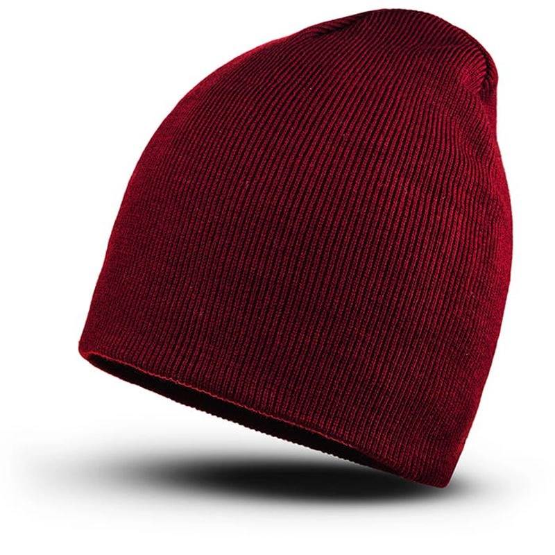 Czapka Zimowa Ciemna Czerwona Beanie, Męska -EM Men's Accessories- Jednokolorowa