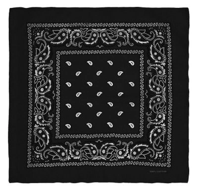 Czarna Bandana, Bandamka Męska -Pako Jeans- 100% Bawełna, Wzór Paisley