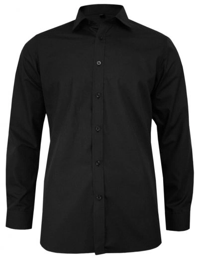Czarna Elegancka Koszula -GRZEGORZ MODA MĘSKA- z Długim Rękawem, Krój Klasyczny