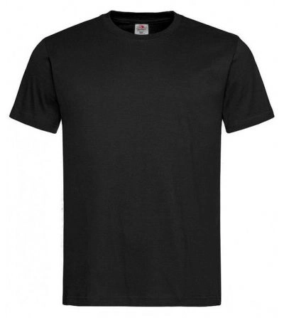 Czarny Bawełniany T-Shirt Męski Bez Nadruku -STEDMAN- Koszulka, Krótki Rękaw, Basic, U-neck