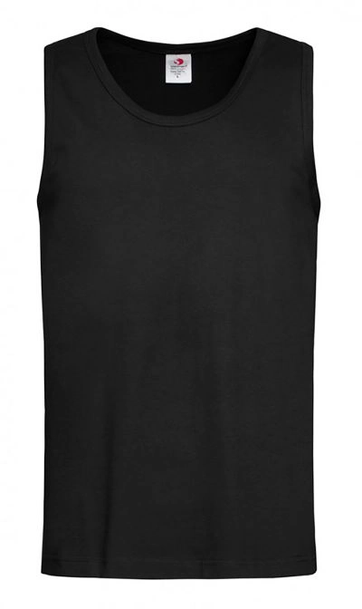 Czarny Bawełniany T-Shirt (TANK TOP) Męski Bez Nadruku -STEDMAN- Koszulka, Bez Rękawów, Bezrękawnik