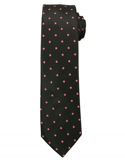 Czarny Elegancki Krawat Męski -Angelo di Monti- 6 cm, w Czerwone Figury Geometryczne