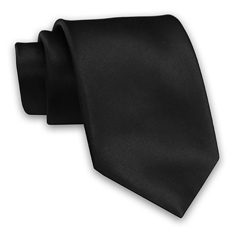 Czarny Jednokolorowy Męski Krawat -Chattier- 8cm, Klasyczny, Elegancki, Gładki, Szeroki