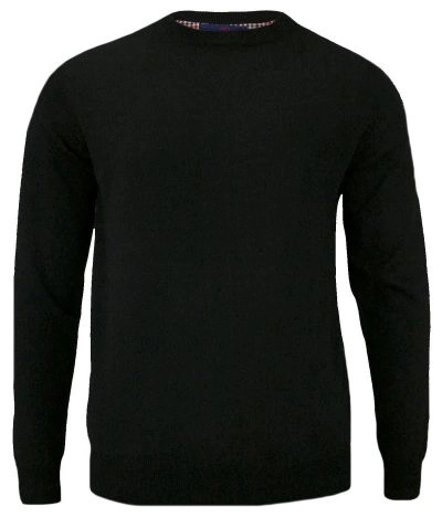 Sweter Czarny Męski Bawełniany (U-neck) - Okrągły Dekolt, Klasyczny