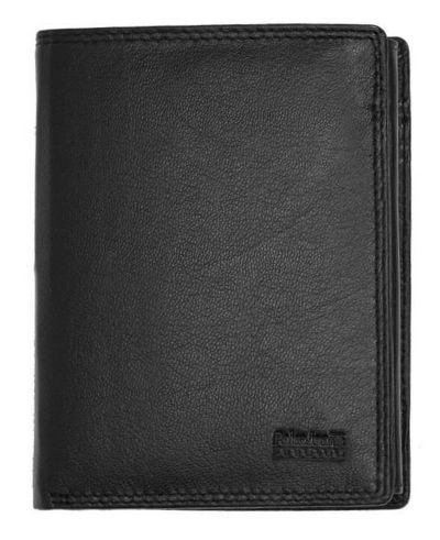 Czarny Portfel Skórzany, Pionowa Orientacja, Męski, Pako Jeans, Elegancki