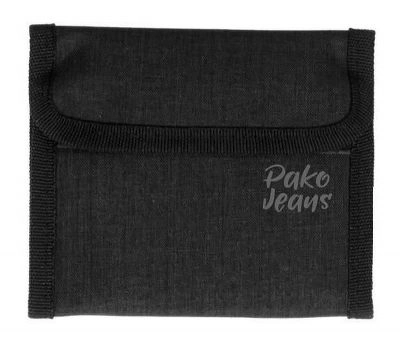 Czarny Sportowy Portfel Męski, Pako Jeans, Zapinany na Rzep, Parciany, Solidny