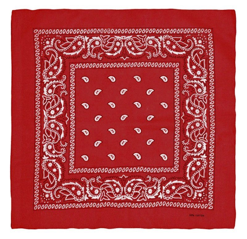 Czerwona Bandana, Bandamka Męska -Pako Jeans- 100% Bawełna, Wzór Paisley