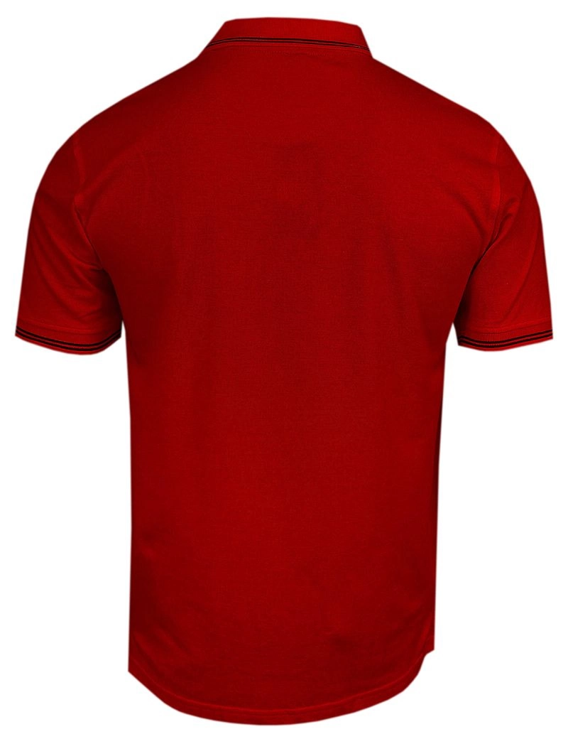 Czerwona Koszulka POLO z Lamówką, Męska, Krótki Rękaw -PAKO JEANS- T-shirt, z Kieszonką