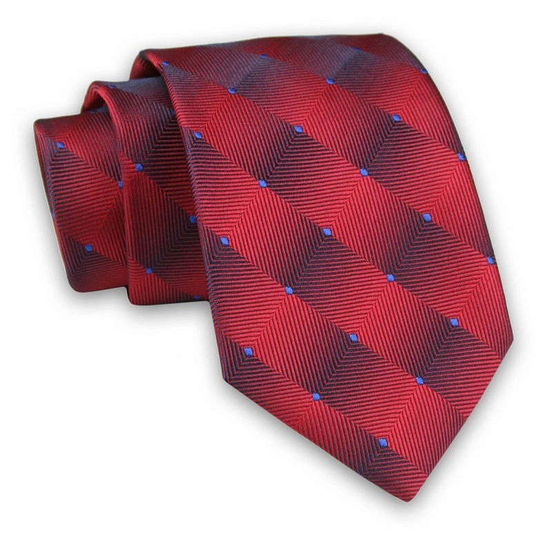 Czerwono-Niebieski Męski Krawat -ALTIES- 7cm, Klasyczny, 3D, Trójwymiarowy