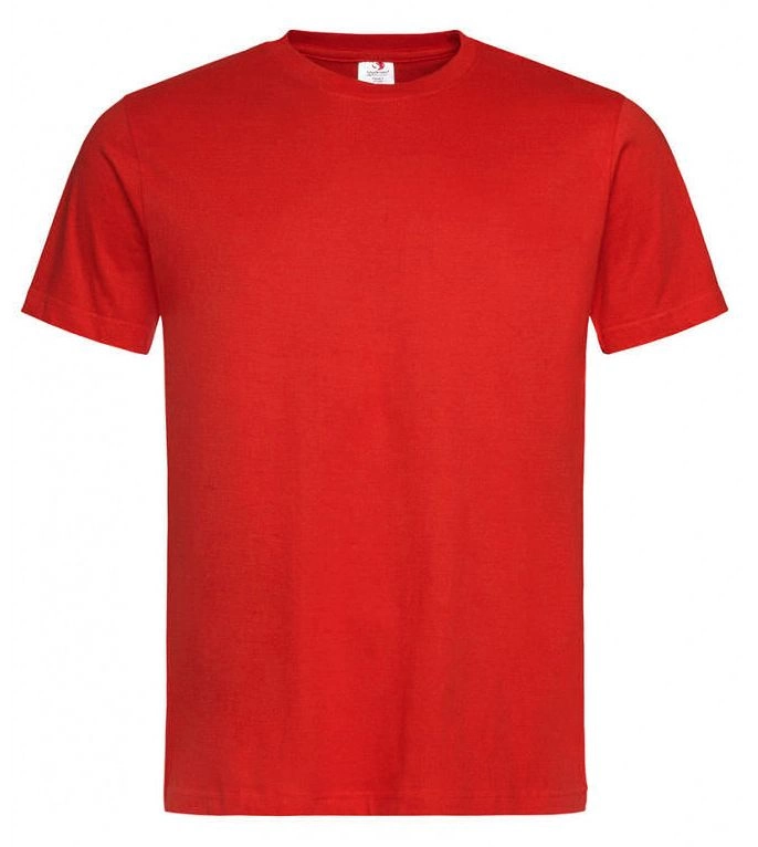 Czerwony Bawełniany T-Shirt Męski Bez Nadruku -STEDMAN- Koszulka, Krótki Rękaw, Basic, U-neck