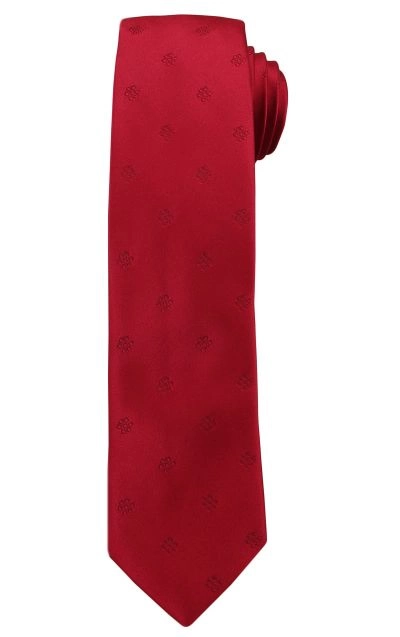 Czerwony Elegancki Krawat -Angelo di Monti- 6 cm, Męski, Jednokolorowy, w Tłoczone Kwiatki