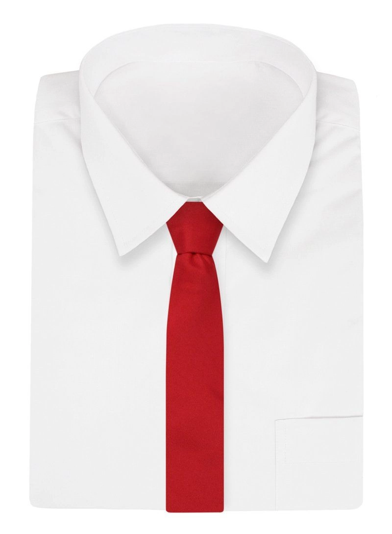 Czerwony Elegancki Krawat -Chattier- 6,5cm, Męski, Gładki, Jednokolorowy