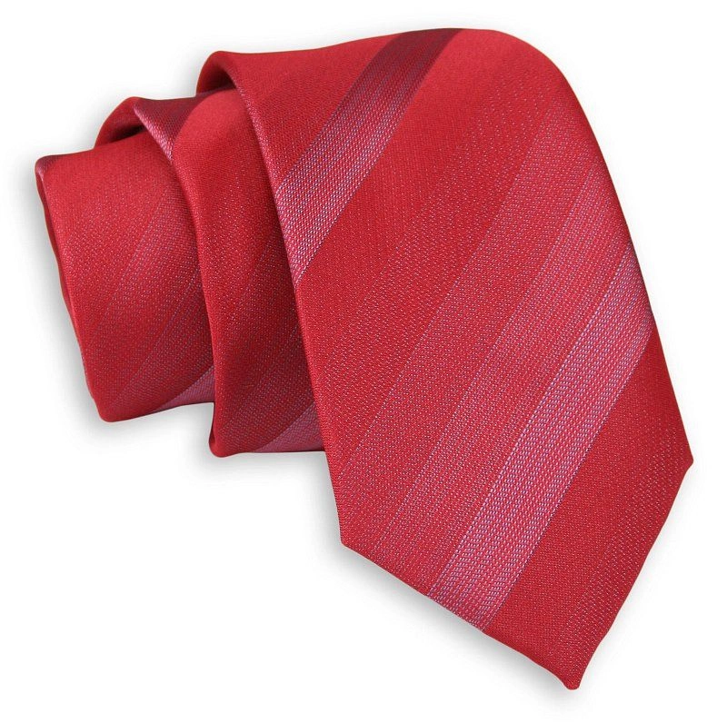 Czerwony Elegancki Krawat -Chattier- 7cm, Męski, w Paski, Prążki, Ombre