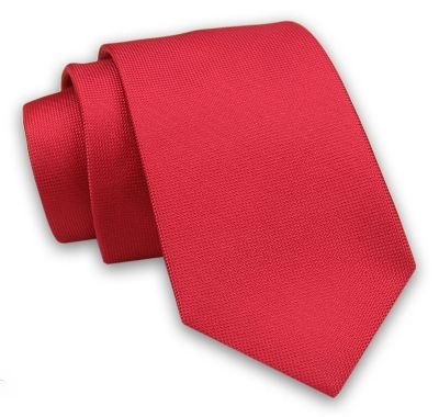 Czerwony Elegancki Męski Krawat -ALTIES- 7cm, Stylowy, Klasyczny, Jednokolorowy, Drobny Wzór