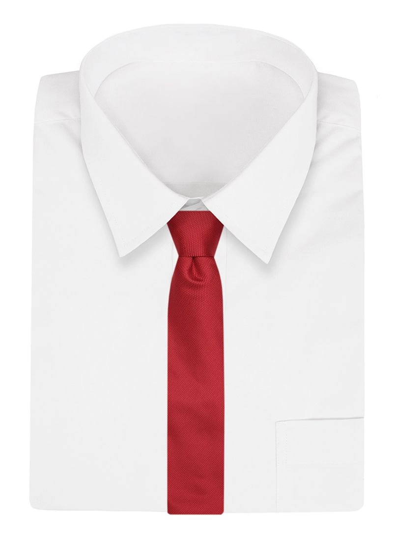 Czerwony Jednokolorowy Męski Krawat -Chattier- 7 cm, Klasyczny, Elegancki, w Drobny Rzucik