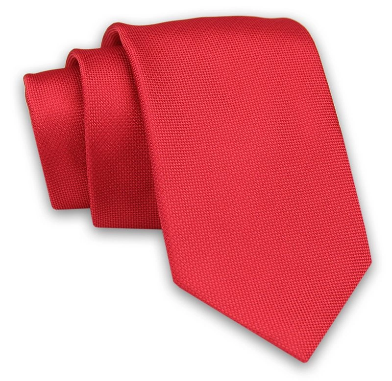 Czerwony Jednokolorowy Męski Krawat -Chattier- 7 cm, Klasyczny, Elegancki, w Drobny Rzucik