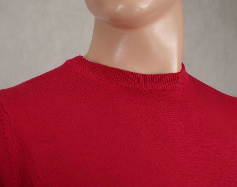 Sweter Czerwony Klasyczny Męski Bawełniany, Okrągły Dekolt (U-neck) - Adriano Guinari