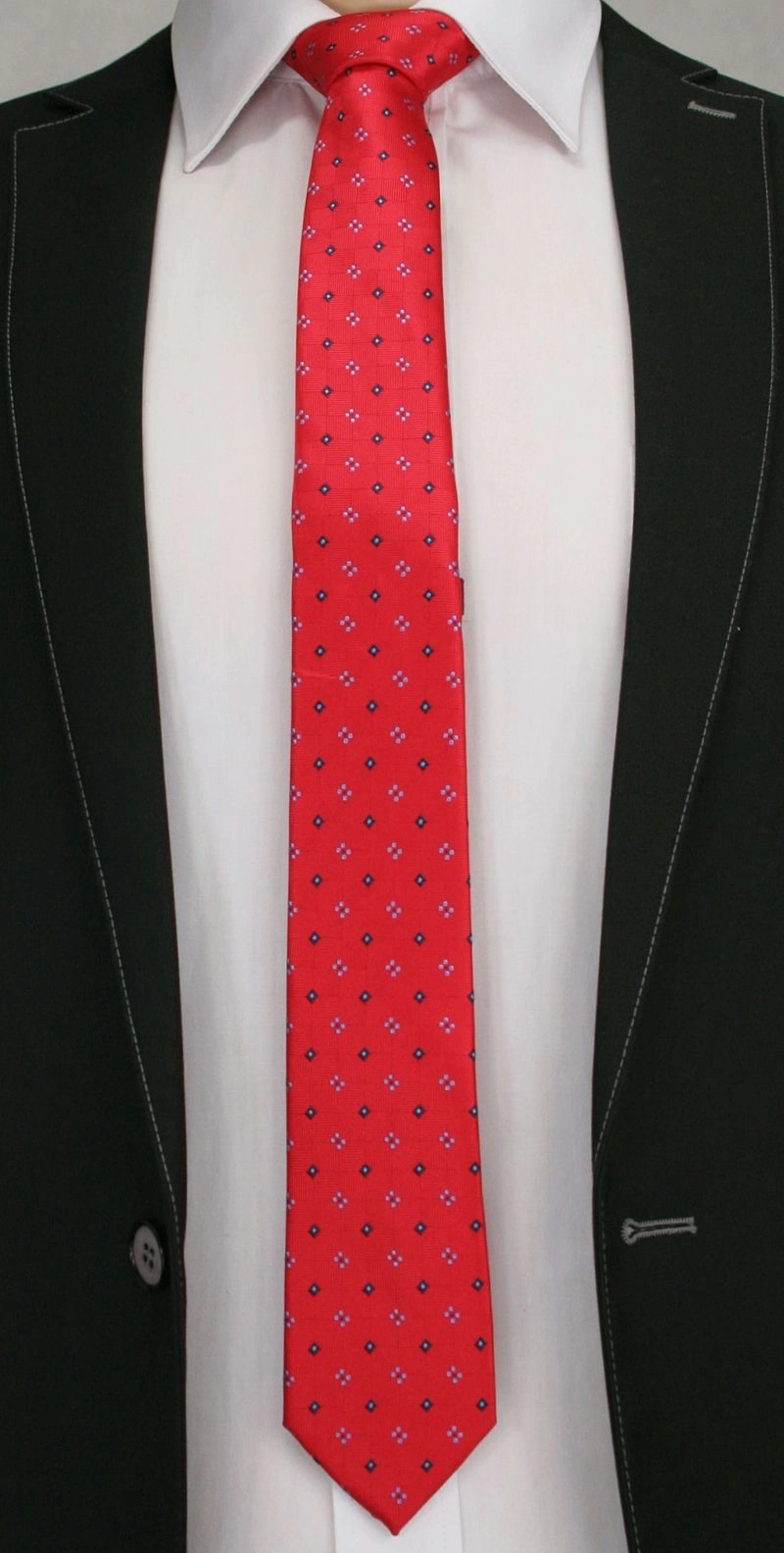 Wyrazisty Krawat Męski w Kwiaty - 6 cm - Angelo di Monti, Czerwony