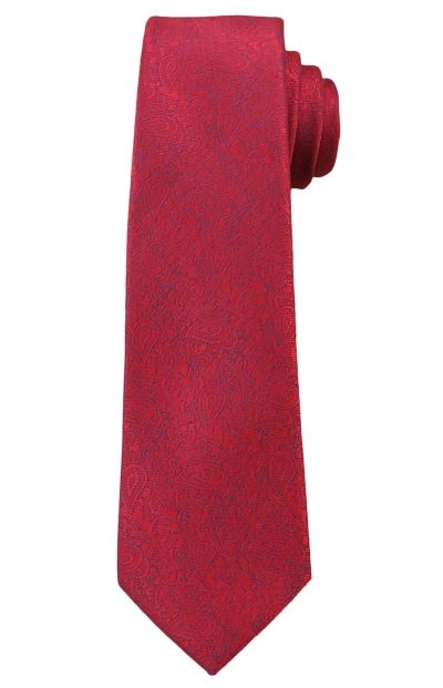 Wyrazisty Krawat Męski z Kwiecistą Fakturą - 6 cm - Angelo di Monti, Czerwony