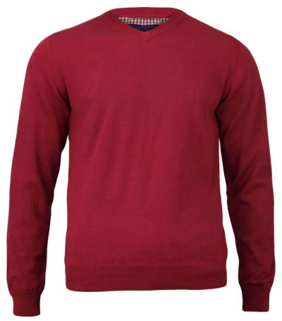 Sweter w Serek (V-neck) Czerwony Męski -Adriano Guinari- Klasyczny